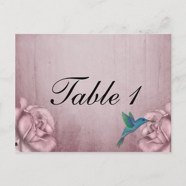 Postal Número de tabla de colibríes rosa rosa (Anverso)