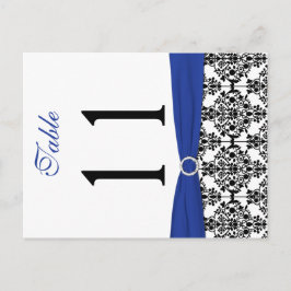 Postal Número de tabla de damasco azul, blanco, negro de 