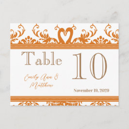 Postal Número de tabla de damasco de cisne de coral y mar