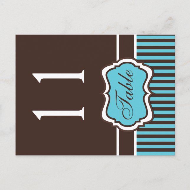 Postal Número de tabla de Damasco de dos lados Aqua y Bro (Anverso)