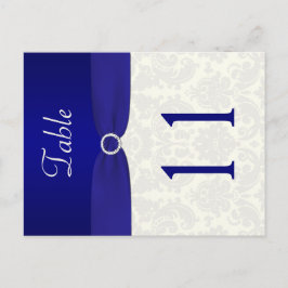 Postal Número de tabla de damasco de marfil y azul de dob