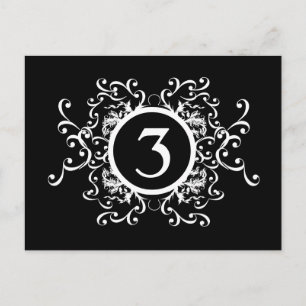 Postal Número de tabla de damascos en blanco y negro