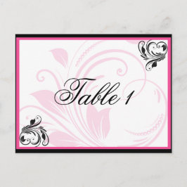 Postal Número de tabla de desplazamiento floral rosa negr