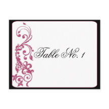 Número de tabla de esquina redondeada rosada para 