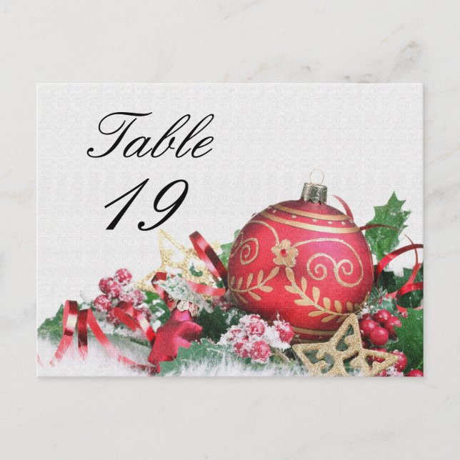 Postal Número de tabla de eventos de Fiesta de navidades (Anverso)