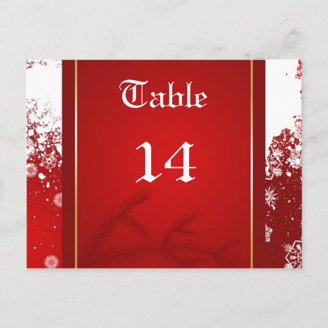 Postal Número de tabla de fiesta de Navidad (Anverso)