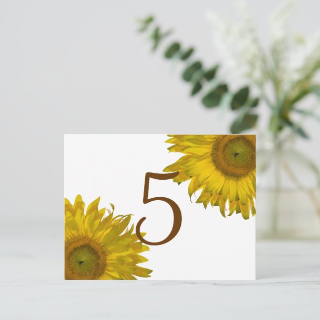Postal Número de tabla de girasol amarillo (Anverso de pie)