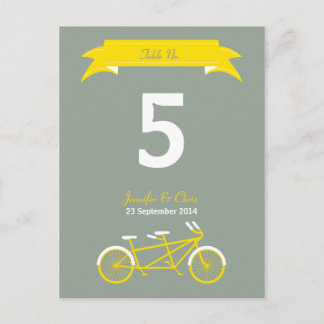Postal Número de tabla de la bicicleta tándem (amarillo/g