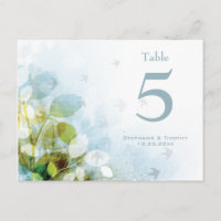 Número de tabla de pájaro verde oliva azul boda