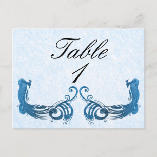 Postal Número de tabla de pavo real azul