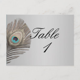 Postal Número de tabla de pavo real de elegancia plateada