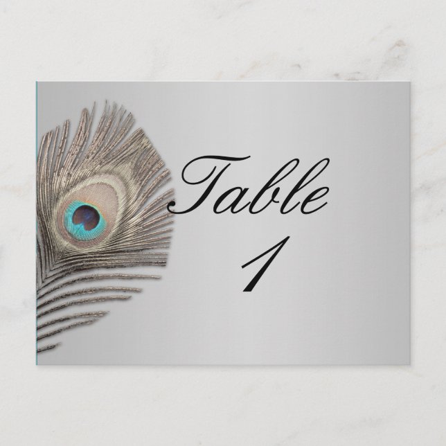 Postal Número de tabla de pavo real de elegancia plateada (Anverso)