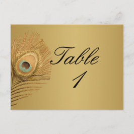 Postal Número de tabla de pavos reales dorados