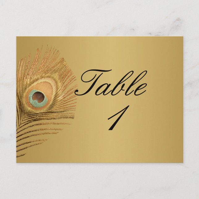 Postal Número de tabla de pavos reales dorados (Anverso)