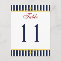 Número de tabla de rayas rojas, amarillas, blancas