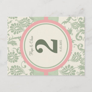 Postal Número de tabla de Rosa verde y duro sabio