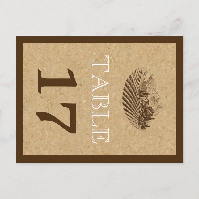 Postal Número de tabla de viñedos y bodas de corcho (Anverso)