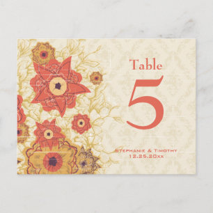 Postal Número de tabla del boda de la flor de adormidera