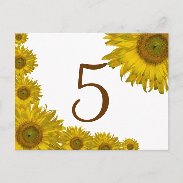 Postal Número de tabla del borde del girasol amarillo (Anverso)