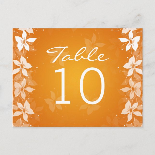 Postal Número de tabla floral Blooms exóticos Naranja (Anverso)