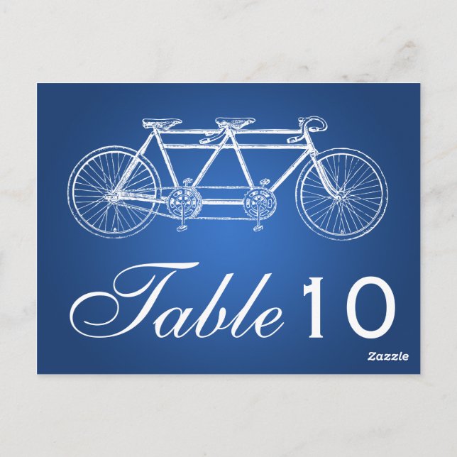 Postal Número de tabla simple tándem Bicicleta Azul (Reverso)