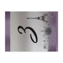 Número de tabla vertical París morado plateado