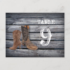 Postal Número de tablas de Barn Wood Western Cowboy bodas