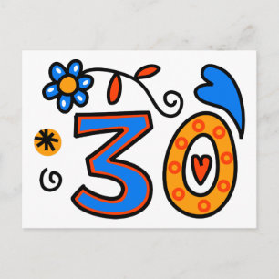 Postal Número Treinta Personalizados Edad de Cumpleaños