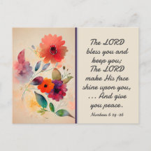 Números 6 24-26 Lord Bless You Floral Watercolor
