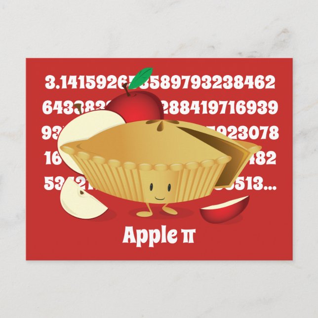 Postal Números de caricatura de Apple Pie de Pi Day (Anverso)