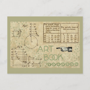 Postal Números de diagrama matemático del libro de arte