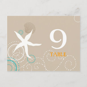 Postal Números de la mesa de bodas de Aqua Tan White Beac