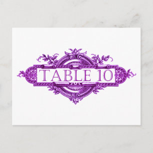 Postal Números de la mesa de recepción de bodas violetas