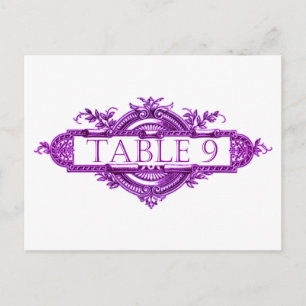 Postal Números de la mesa de recepción de bodas violetas
