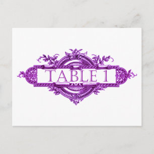 Postal Números de la mesa de recepción de bodas violetas