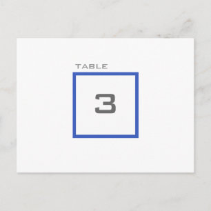 Postal Números de la mesa de recepción de la boda azul en