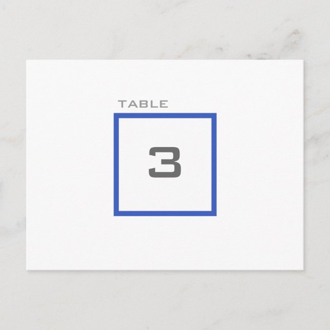 Postal Números de la mesa de recepción de la boda azul en (Anverso)