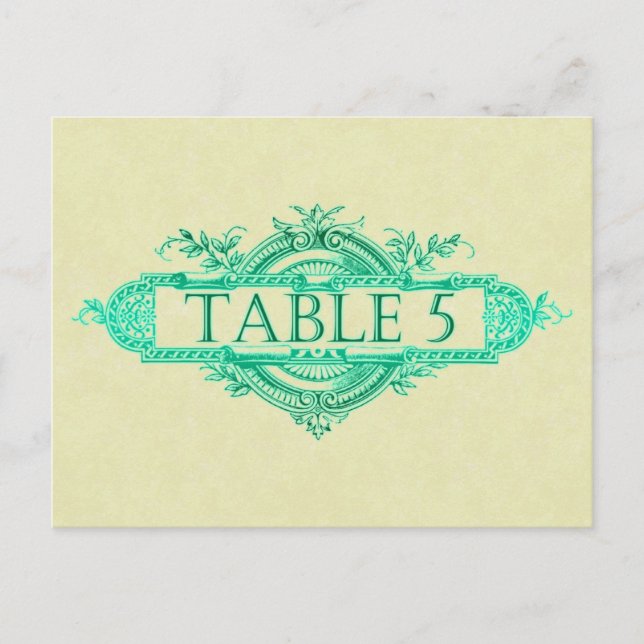 Postal Números de la mesa de recepción de nubes de bodas  (Anverso)