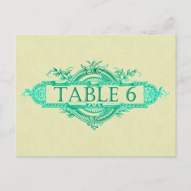 Postal Números de la mesa de recepción de nubes de bodas  (Anverso)