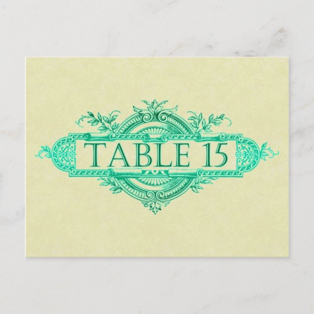 Postal Números de la mesa de recepción de nubes de bodas  (Anverso)