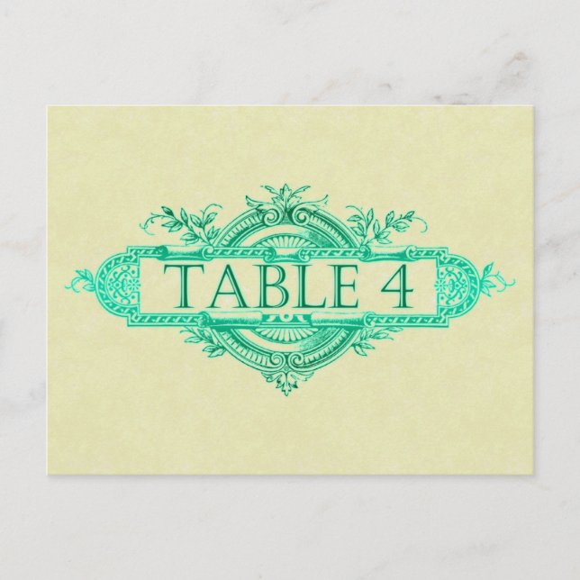Postal Números de la mesa de recepción de nubes de bodas  (Anverso)