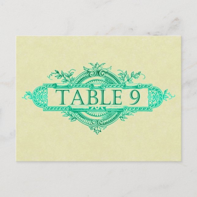 Postal Números de la mesa de recepción de nubes de bodas  (Anverso)
