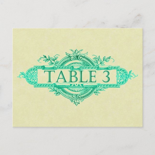 Postal Números de la mesa de recepción de nubes de bodas  (Anverso)