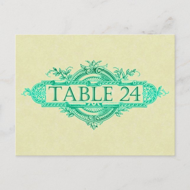 Postal Números de la mesa de recepción de nubes de bodas  (Anverso)