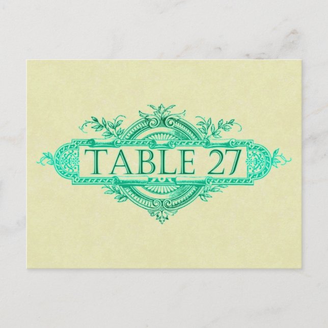 Postal Números de la mesa de recepción de nubes de bodas  (Anverso)