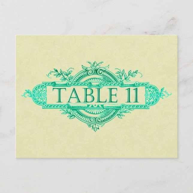 Postal Números de la mesa de recepción de nubes de bodas  (Anverso)