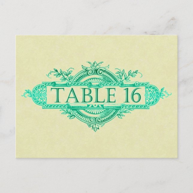 Postal Números de la mesa de recepción de nubes de bodas  (Anverso)