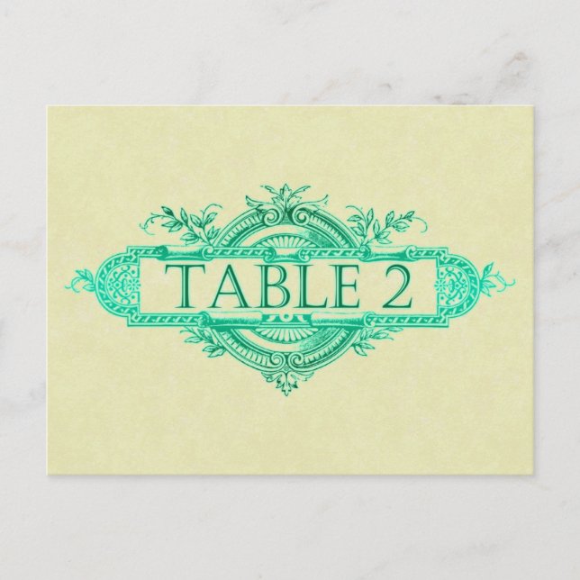 Postal Números de la mesa de recepción de nubes de bodas  (Anverso)