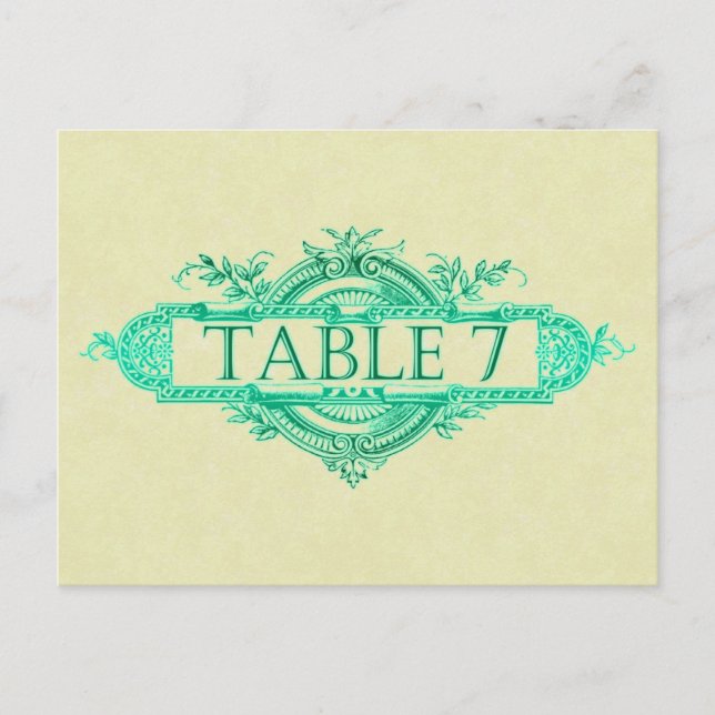 Postal Números de la mesa de recepción de nubes de bodas  (Anverso)