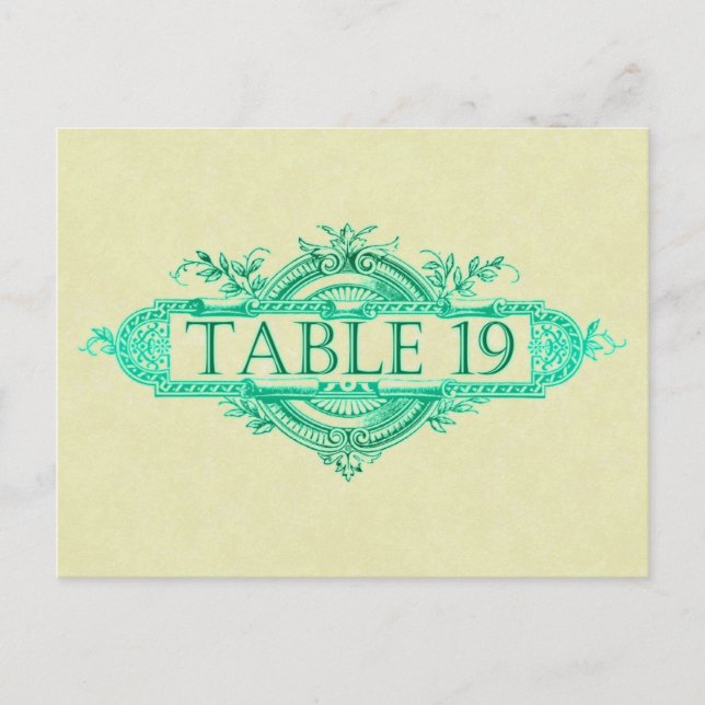 Postal Números de la mesa de recepción de nubes de bodas  (Anverso)